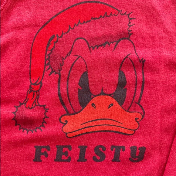 Women's American Eagle Disney Feisty Red Donald Duck Crewneck Sweater Size S - Picture 2 of 5